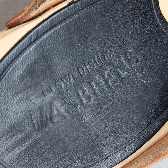 Swedish Hasbeens Clogs 7 Tan Leather Slip In Classic Mules Boho Scandinavian - Picture 14 of 17